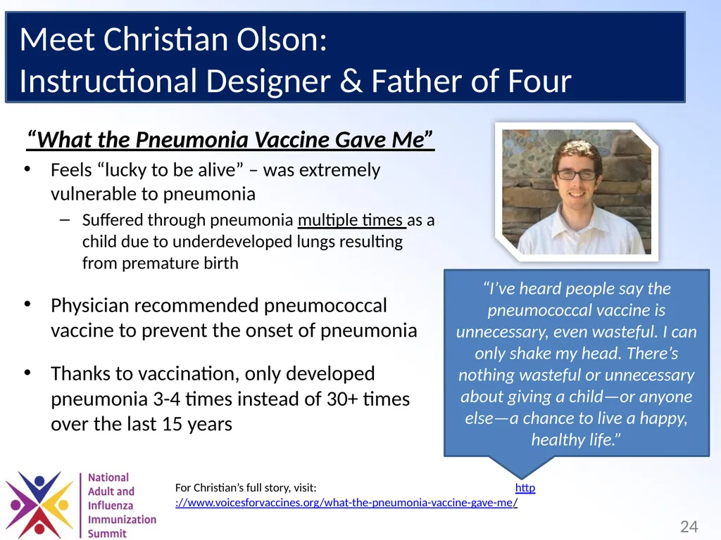 Adults Need Vaccines, Too! Why We Need to Set the - slide 24 of 28