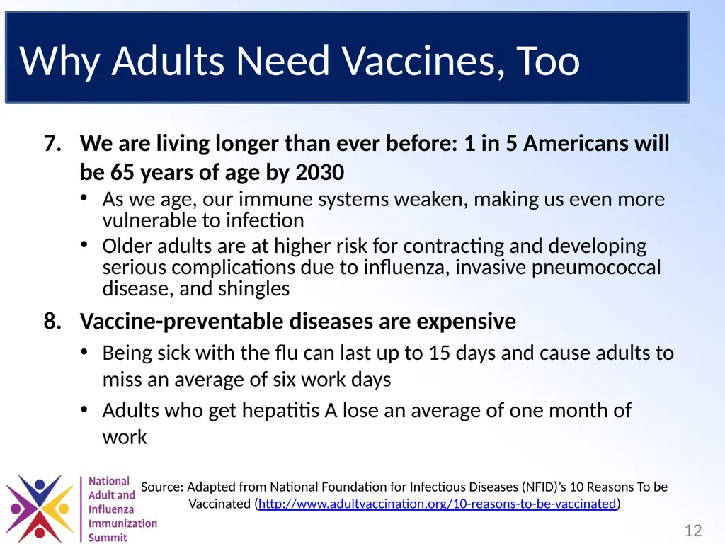 Adults Need Vaccines, Too! Why We Need to Set the - slide 12 of 28