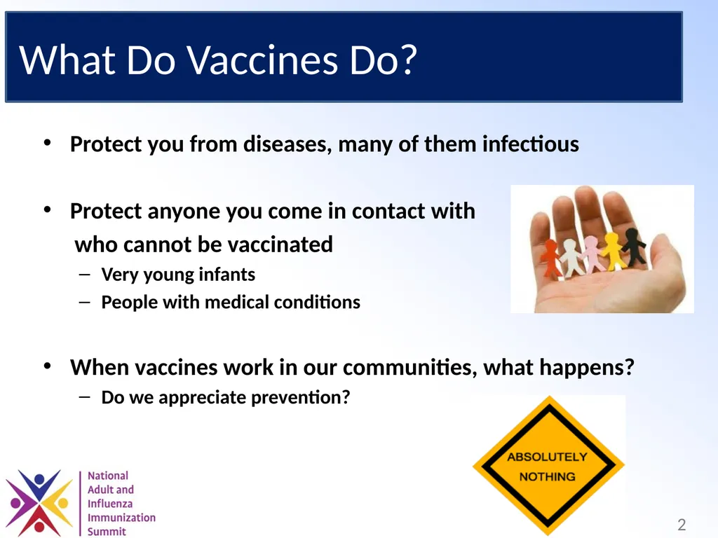 Adults Need Vaccines, Too! Why We Need to Set the - slide 2 of 28