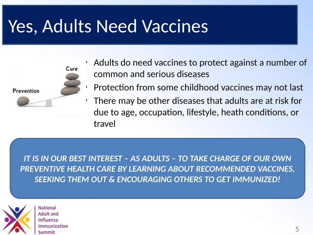 Adults Need Vaccines, Too! Why We Need to Set the - slide 5 of 28
