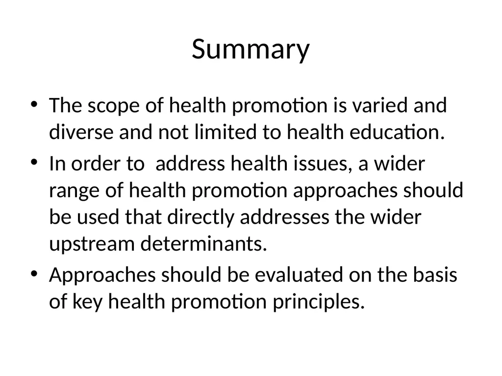 Health Promotion Session outcomes The explain the - slide 20 of 20
