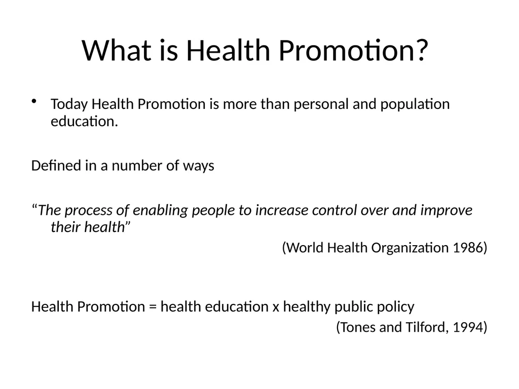 Health Promotion Session outcomes The explain the - slide 4 of 20