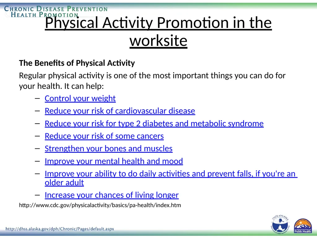 Physical Activity Promotion in the worksite The - slide 1 of 5