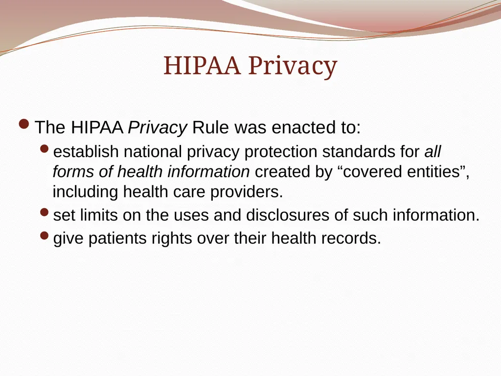 HIPAA/HITECH Privacy and Security Student Training - slide 8 of 90