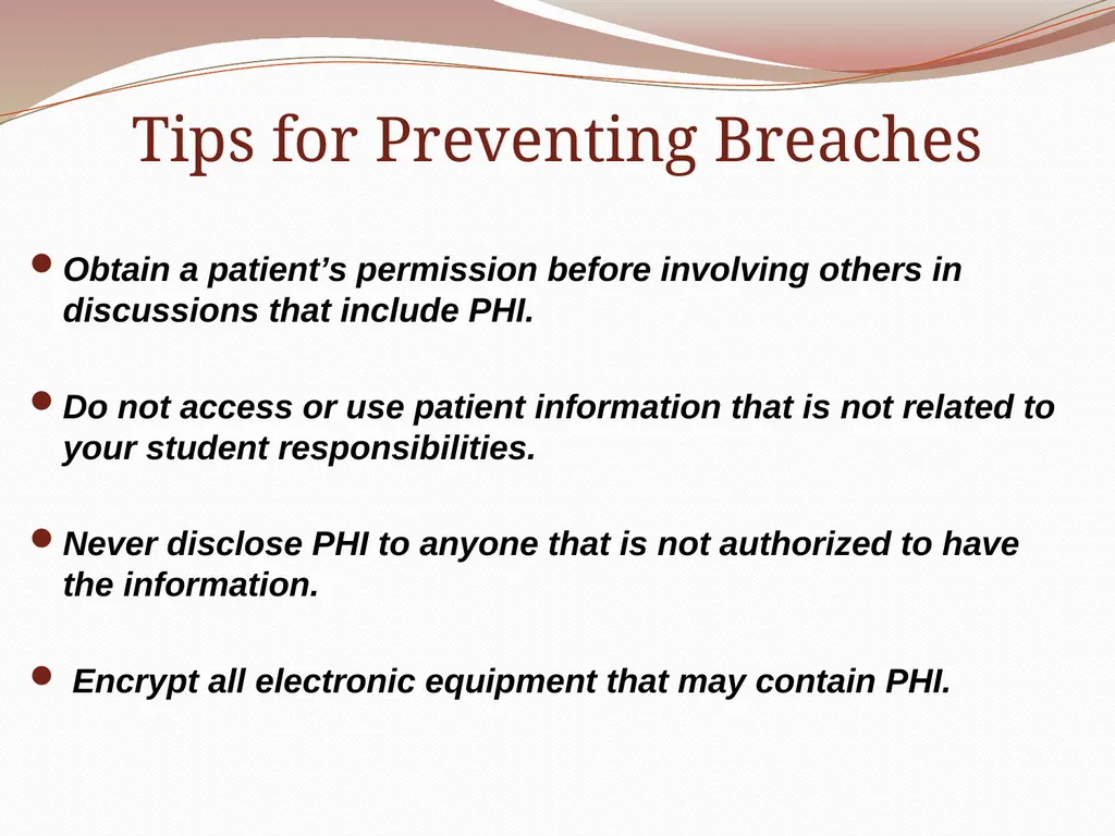 HIPAA/HITECH Privacy and Security Student Training - slide 85 of 90