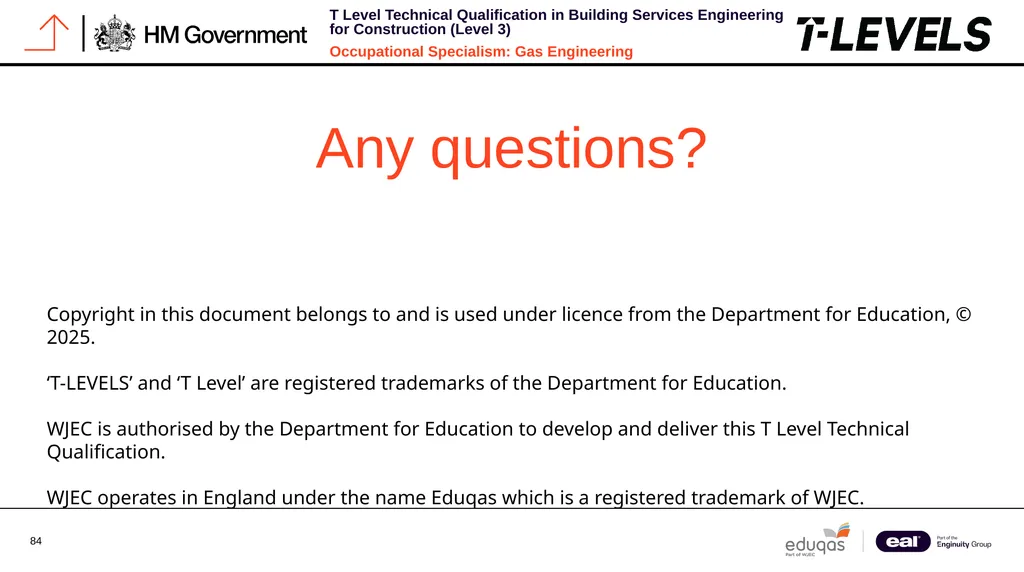 Occupational Specialism: Gas Engineering K1.28 - slide 84 of 84