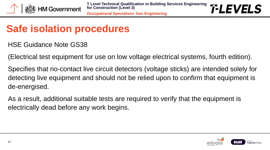 Occupational Specialism: Gas Engineering K1.28 - slide 17 of 84