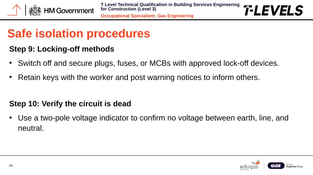 Occupational Specialism: Gas Engineering K1.28 - slide 21 of 84