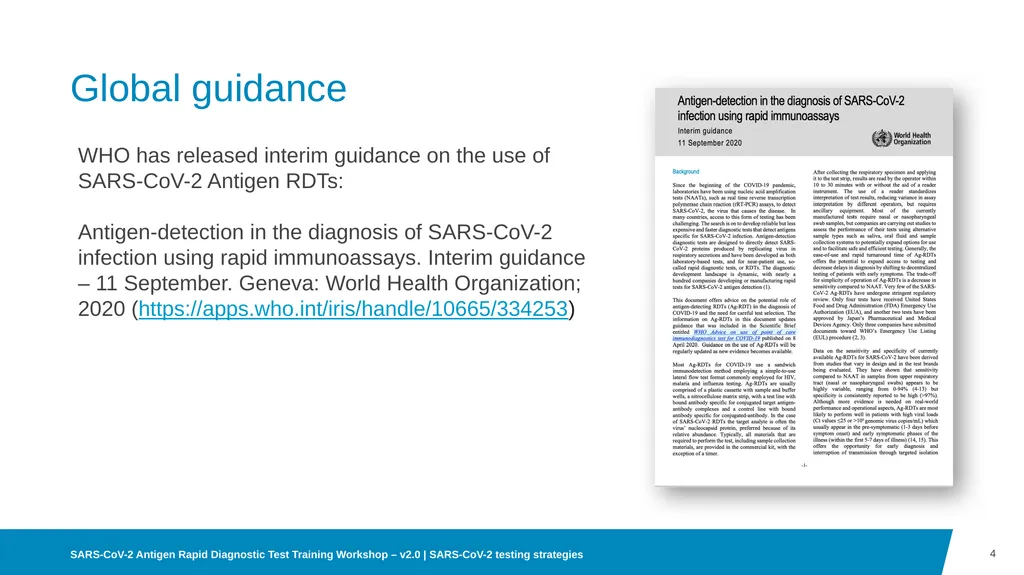 03 SARS-CoV-2 testing strategies Disclaimer WHO - slide 4 of 15
