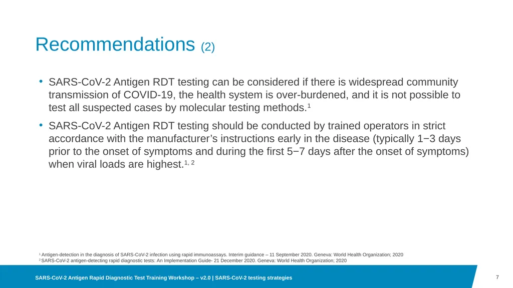 03 SARS-CoV-2 testing strategies Disclaimer WHO - slide 7 of 15
