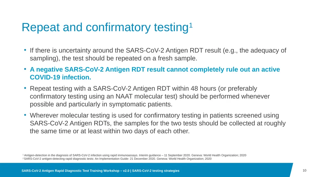 03 SARS-CoV-2 testing strategies Disclaimer WHO - slide 10 of 15