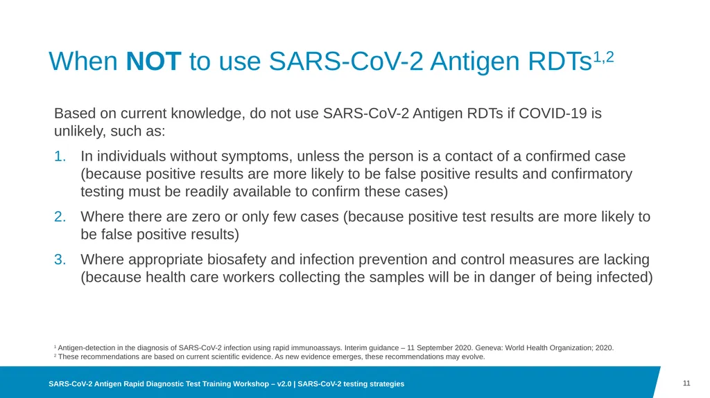 03 SARS-CoV-2 testing strategies Disclaimer WHO - slide 11 of 15