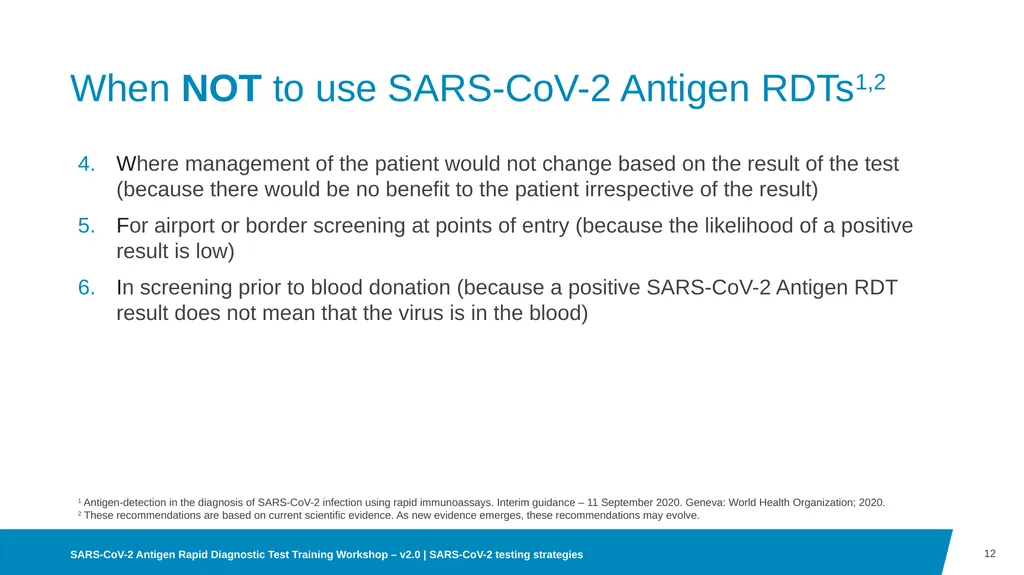 03 SARS-CoV-2 testing strategies Disclaimer WHO - slide 12 of 15