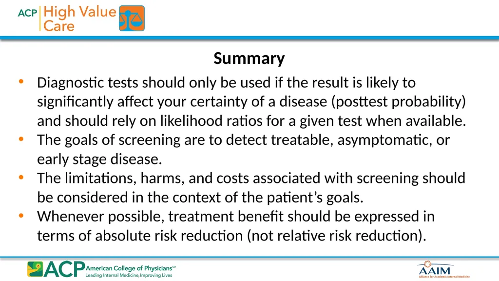 Biostatistics for High Value Testing and Treatment - slide 31 of 33