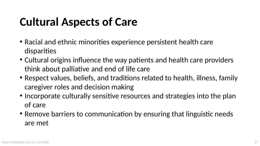 Introduction to Palliative Care Intro to - slide 27 of 60