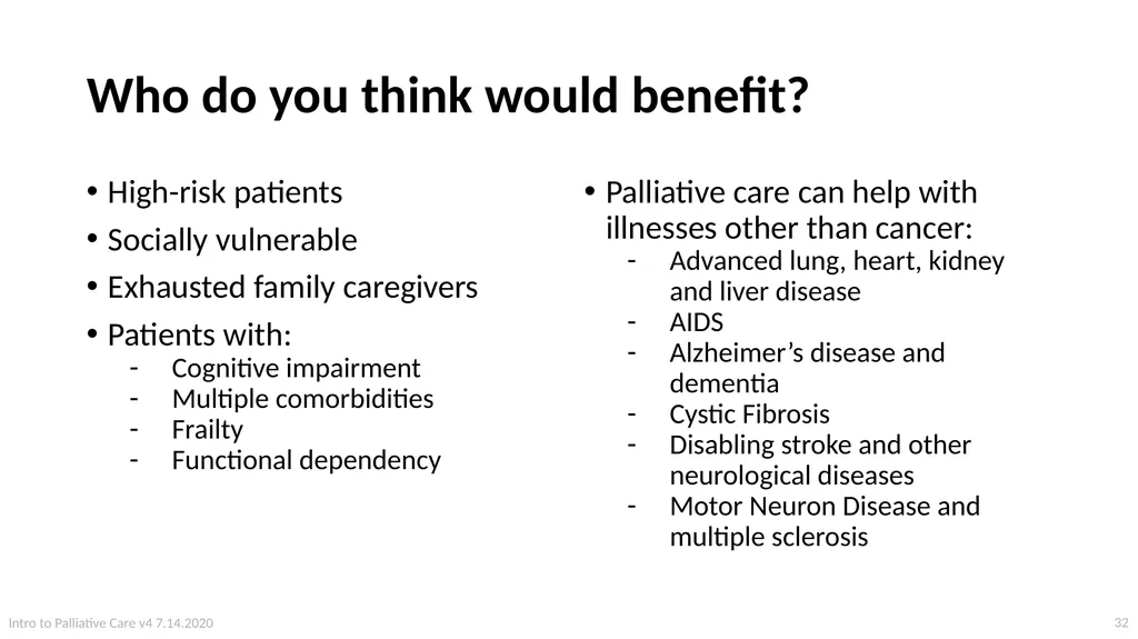 Introduction to Palliative Care Intro to - slide 32 of 60