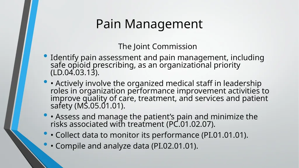 Pain Management Objectives Describe pain. Explain - slide 3 of 30