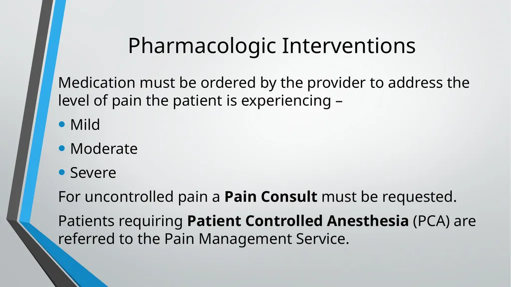 Pain Management Objectives Describe pain. Explain - slide 22 of 30