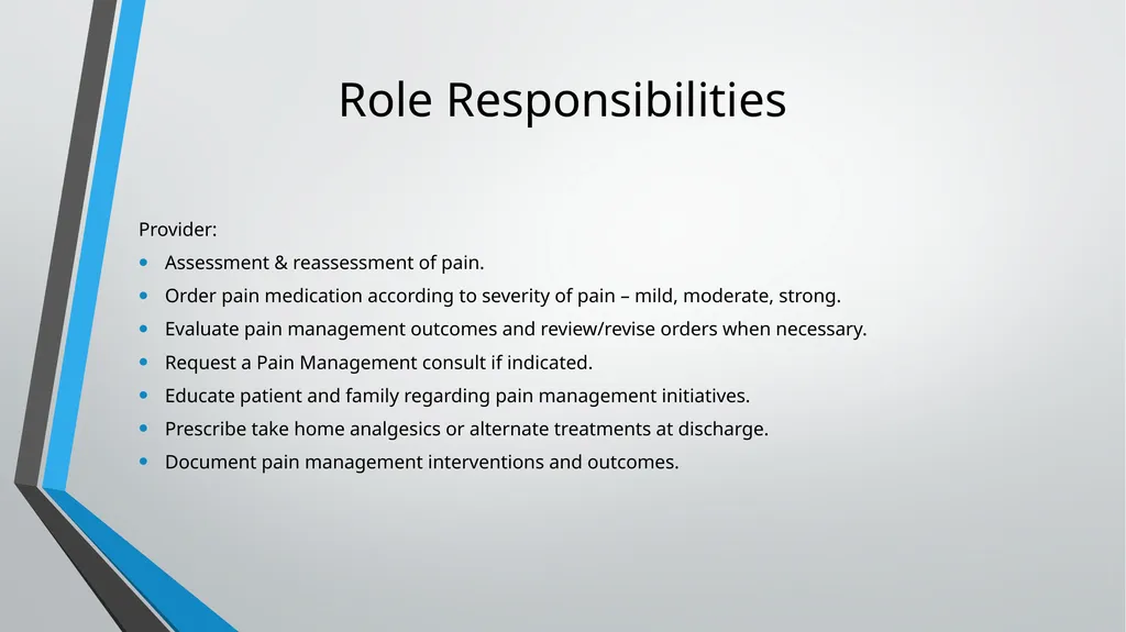 Pain Management Objectives Describe pain. Explain - slide 24 of 30
