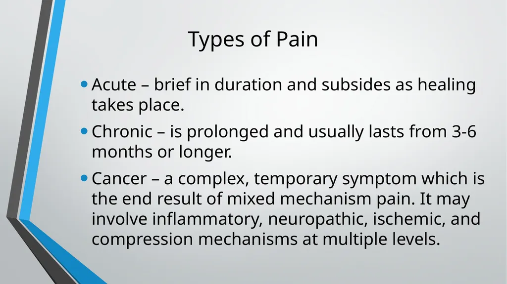 Pain Management Objectives Describe pain. Explain - slide 6 of 30