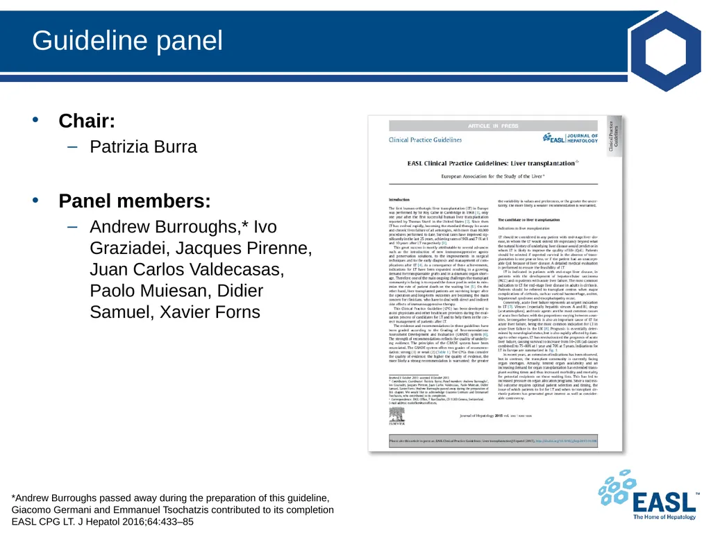 Liver transplantation Clinical Practice Guidelines - slide 4 of 87