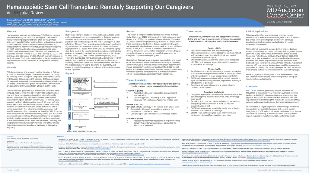 Hematopoietic Stem Cell Transplant: Remotely