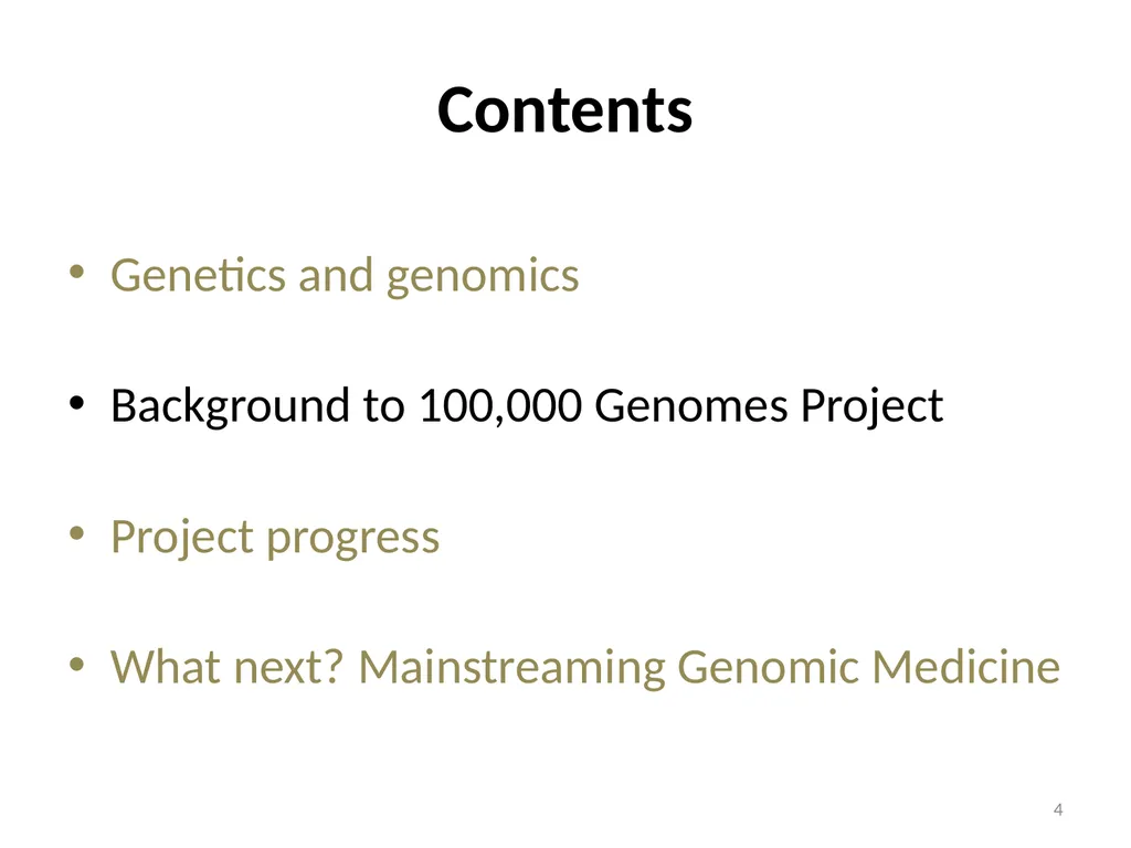 Mainstreaming Genomic Medicine post 100,000 - slide 4 of 19