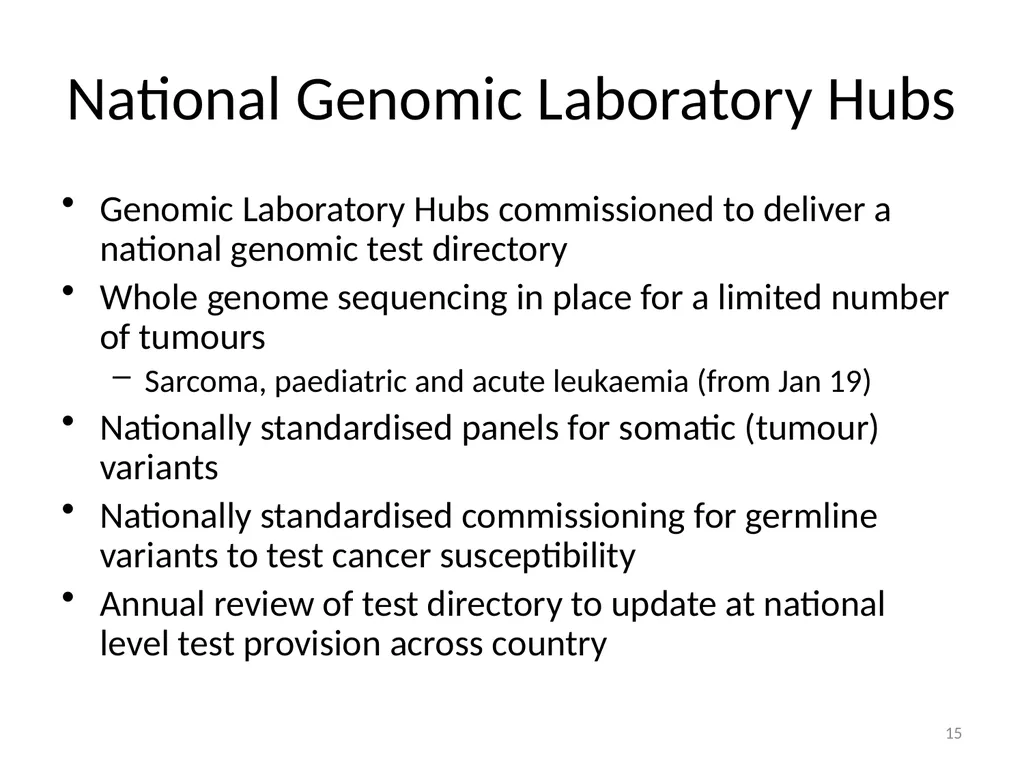 Mainstreaming Genomic Medicine post 100,000 - slide 15 of 19