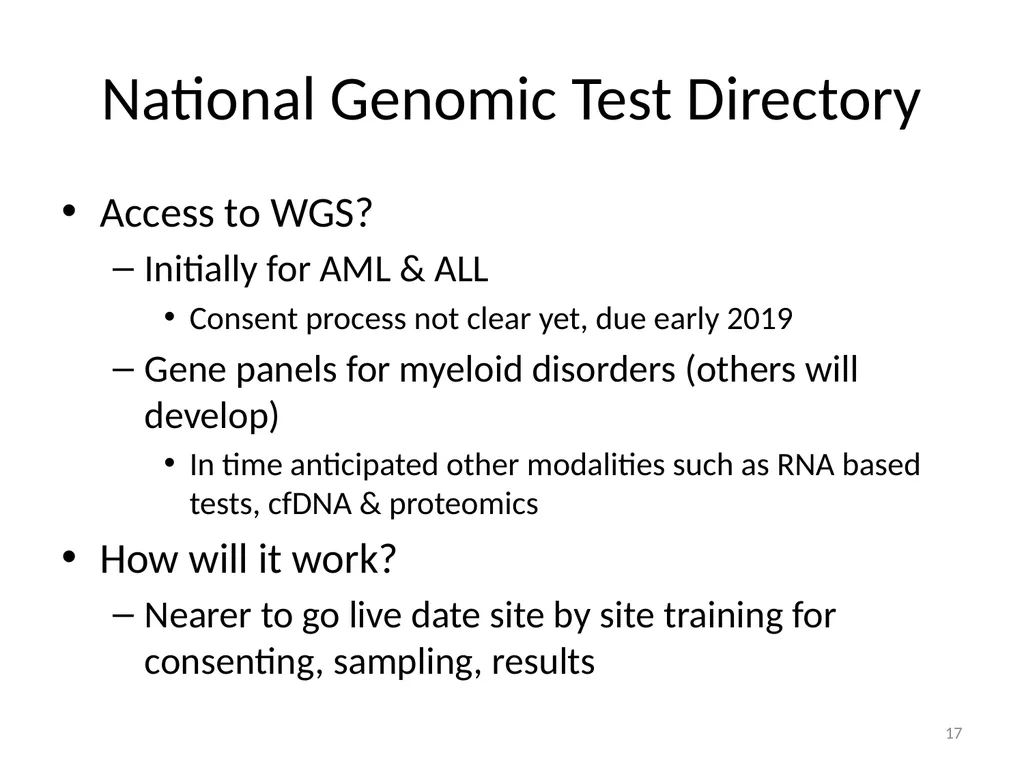 Mainstreaming Genomic Medicine post 100,000 - slide 17 of 19