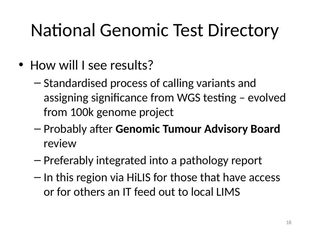Mainstreaming Genomic Medicine post 100,000 - slide 18 of 19