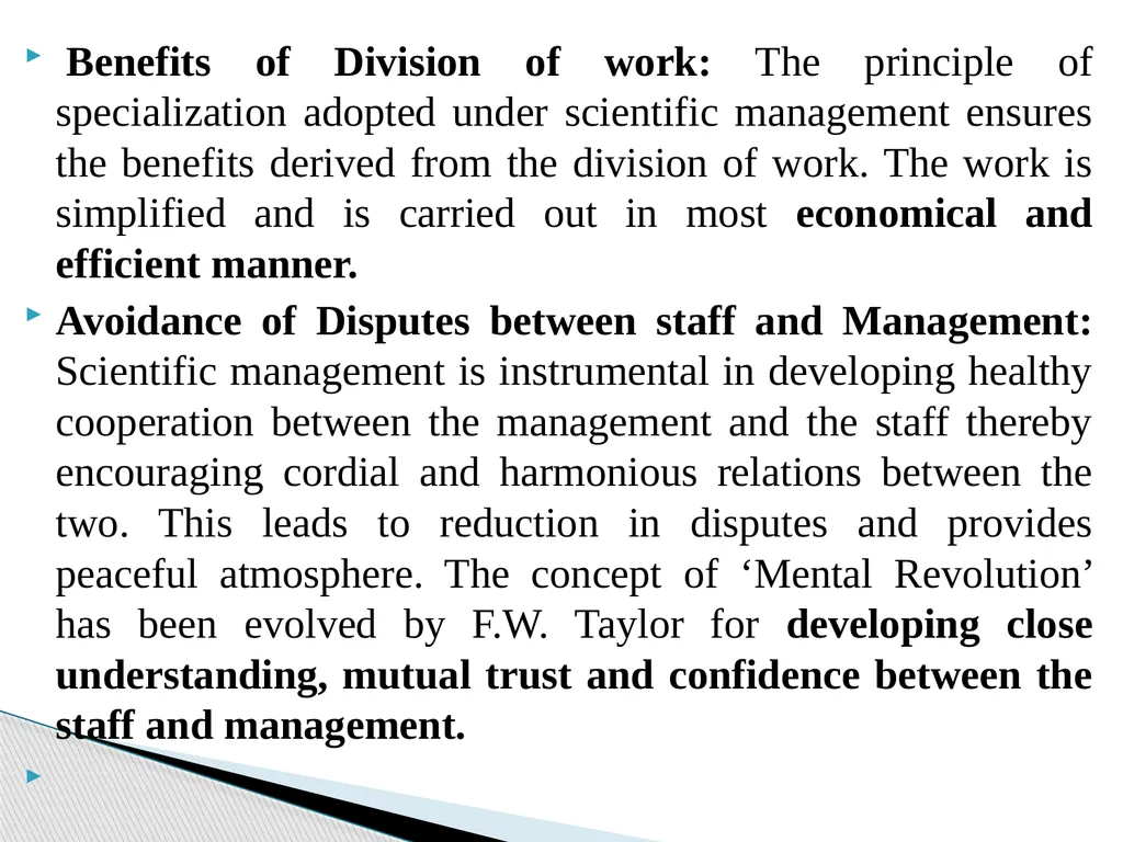 Topic: Scientific Principles of Management For - slide 20 of 24