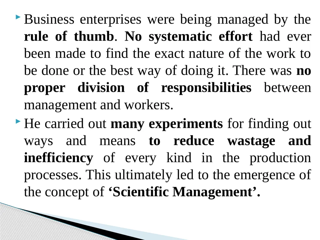 Topic: Scientific Principles of Management For - slide 3 of 24