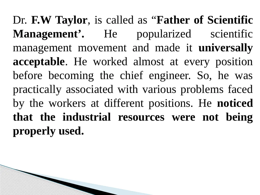 Topic: Scientific Principles of Management For - slide 2 of 24