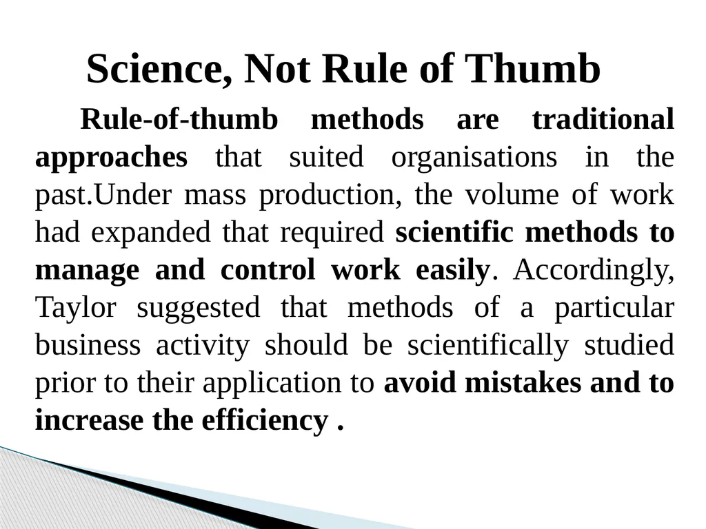 Topic: Scientific Principles of Management For - slide 7 of 24
