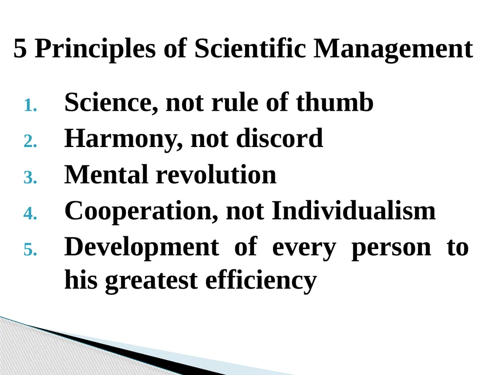 Topic: Scientific Principles of Management For - slide 6 of 24