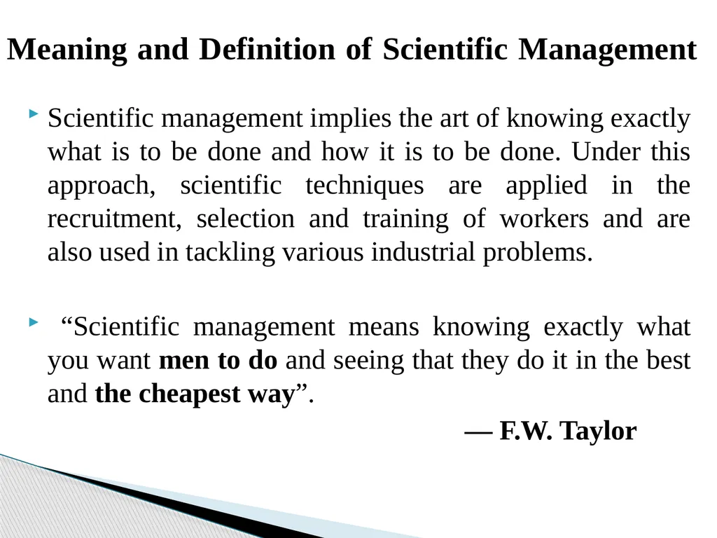 Topic: Scientific Principles of Management For - slide 4 of 24