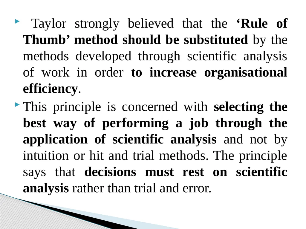 Topic: Scientific Principles of Management For - slide 8 of 24