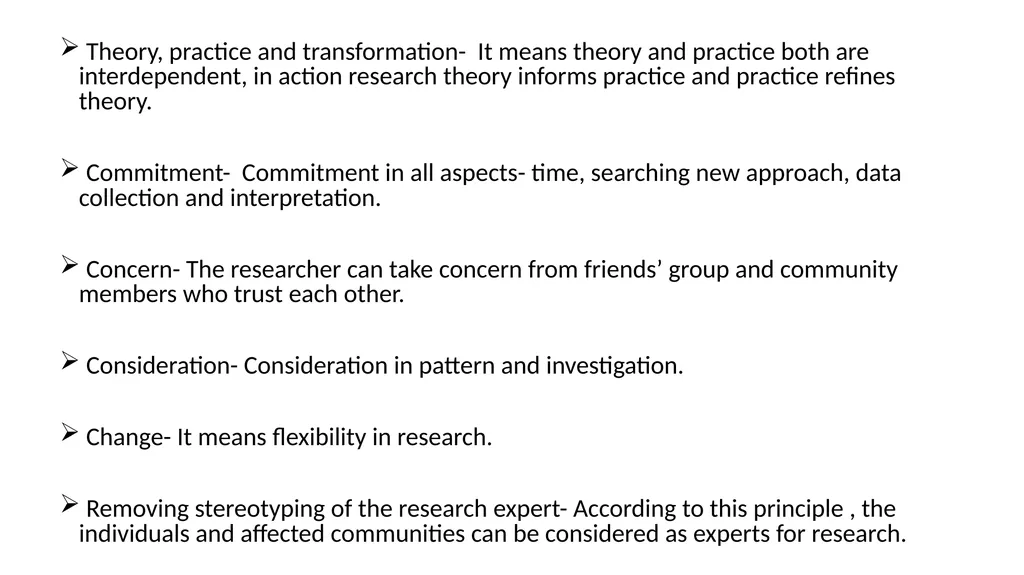 Principles of action research Reflexive critique- - slide 3 of 4