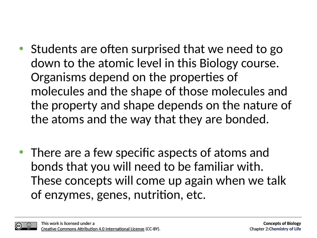Concepts of Biology: Chemistry of Life Figure 2.1 - slide 3 of 63