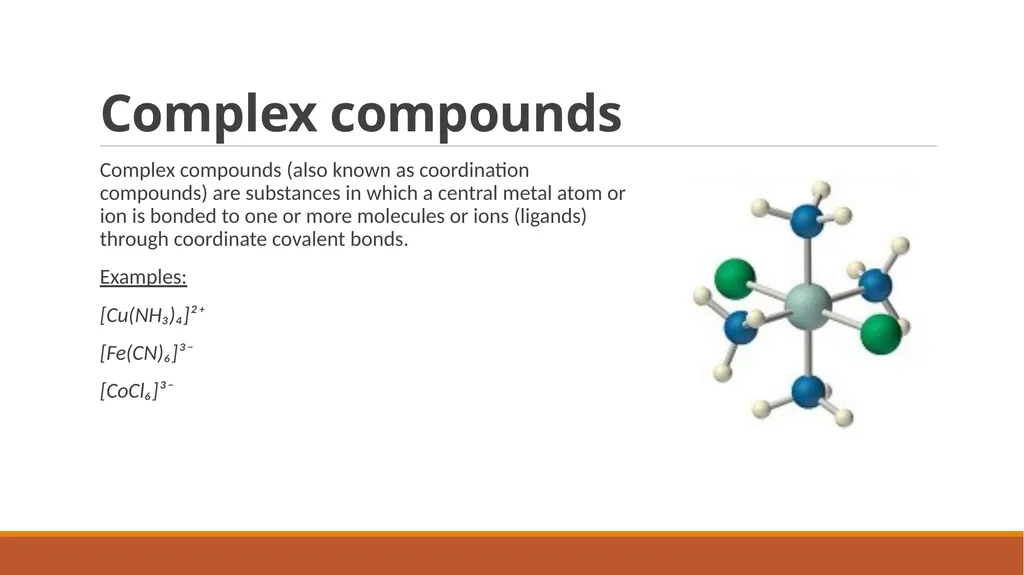 Chemistry of complex compounds. Basic concepts of - slide 2 of 12