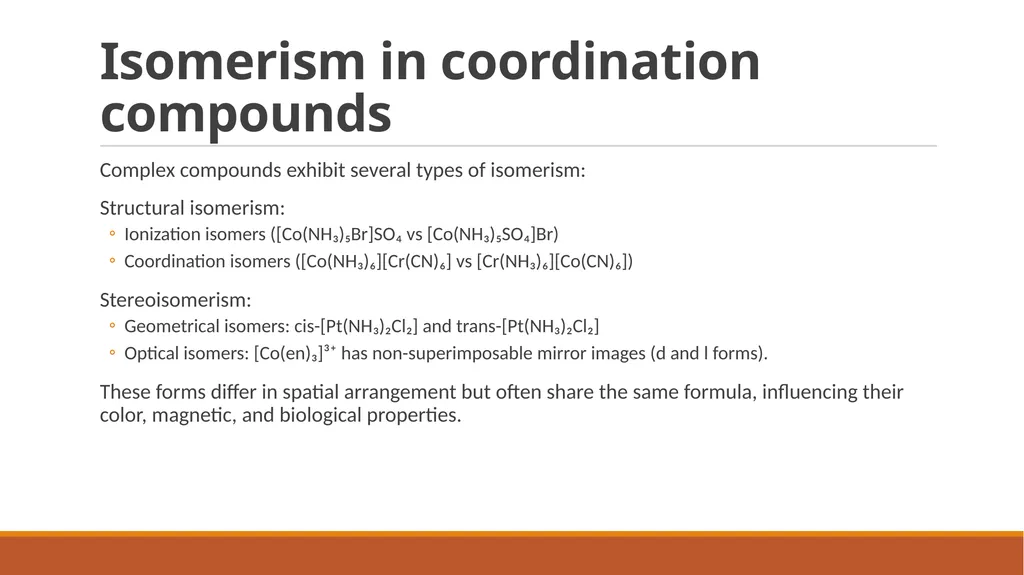 Chemistry of complex compounds. Basic concepts of - slide 9 of 12