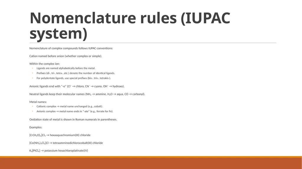 Chemistry of complex compounds. Basic concepts of - slide 8 of 12