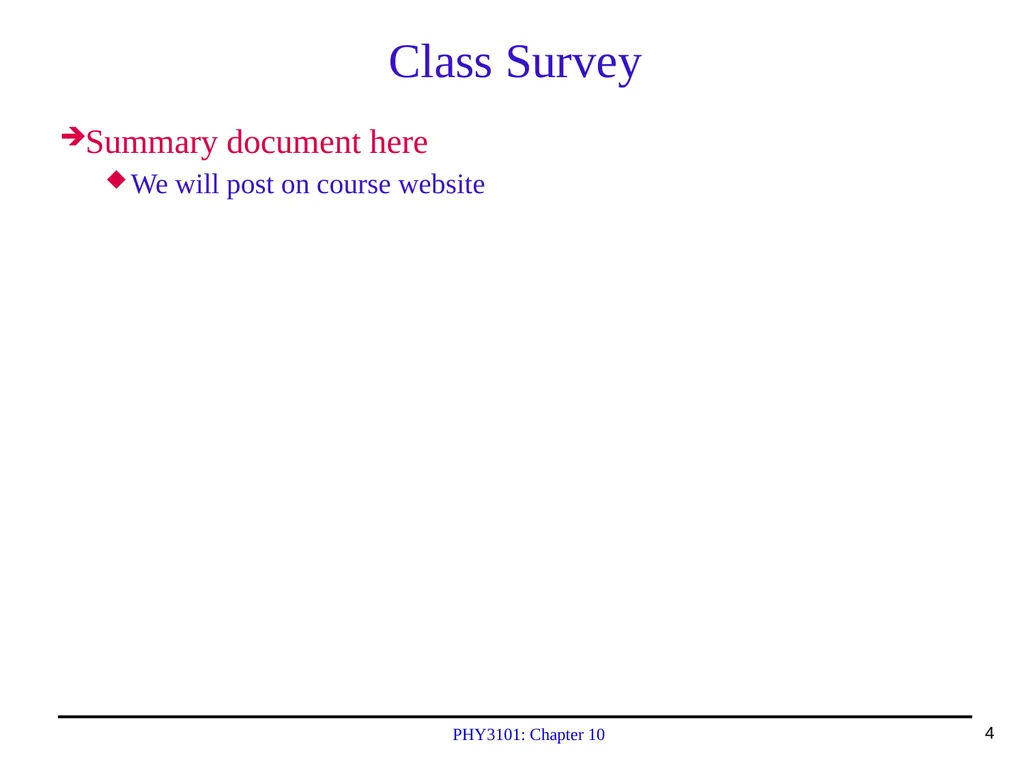 PHY3101: Chapter 10 Lecture Topics & Quiz: Oct. - slide 4 of 24