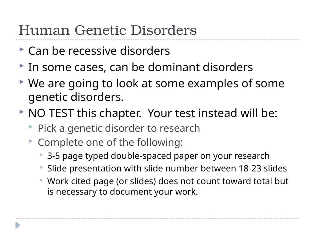 Biology Chapter 11 Human Genetics Human Genetic - slide 2 of 10