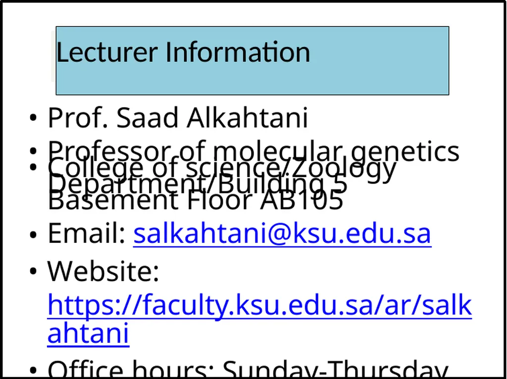 General Information Prof. Saad Alkahtani Professor - slide 2 of 17