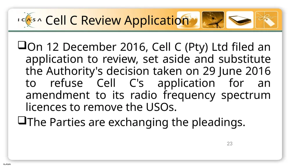 Briefing to Select Committee on Communications and - slide 23 of 26