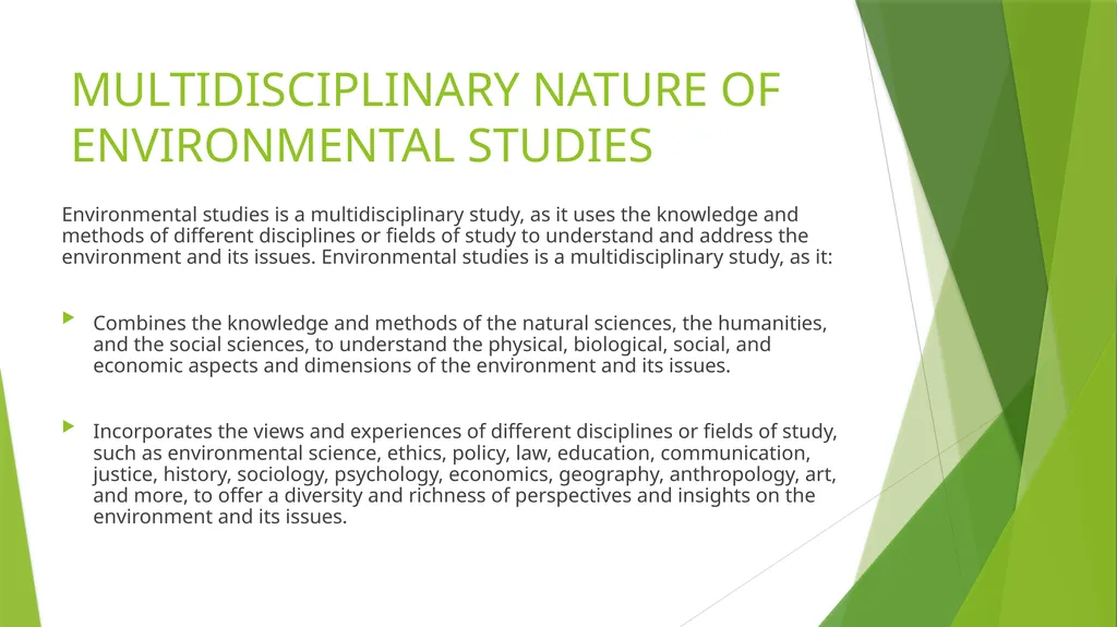 MULTIDISCIPLINARY NATURE OF ENVIRONMENTAL STUDIES - slide 9 of 15
