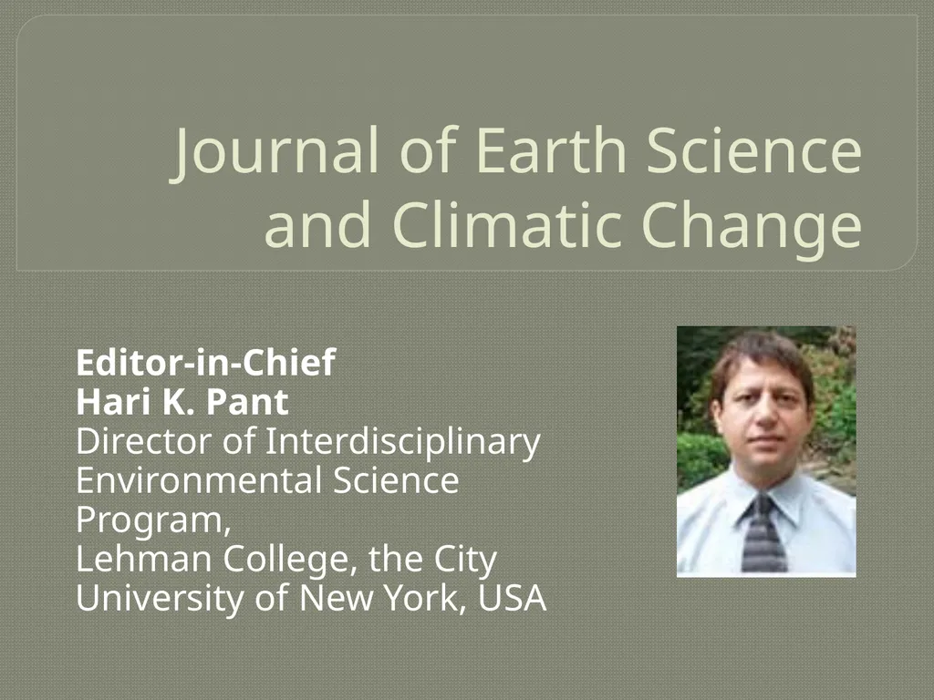 Journal of Earth Science and Climatic Change - slide 1 of 7