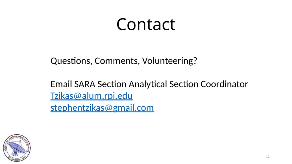 SARA East Conference 2023 SARA Sections Update - slide 11 of 11