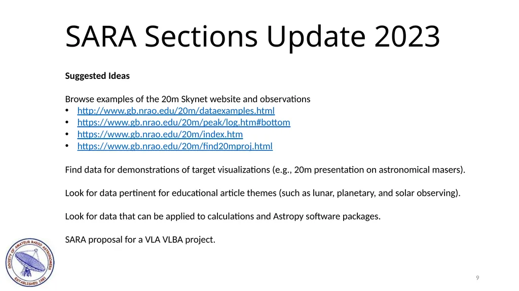 SARA East Conference 2023 SARA Sections Update - slide 9 of 11